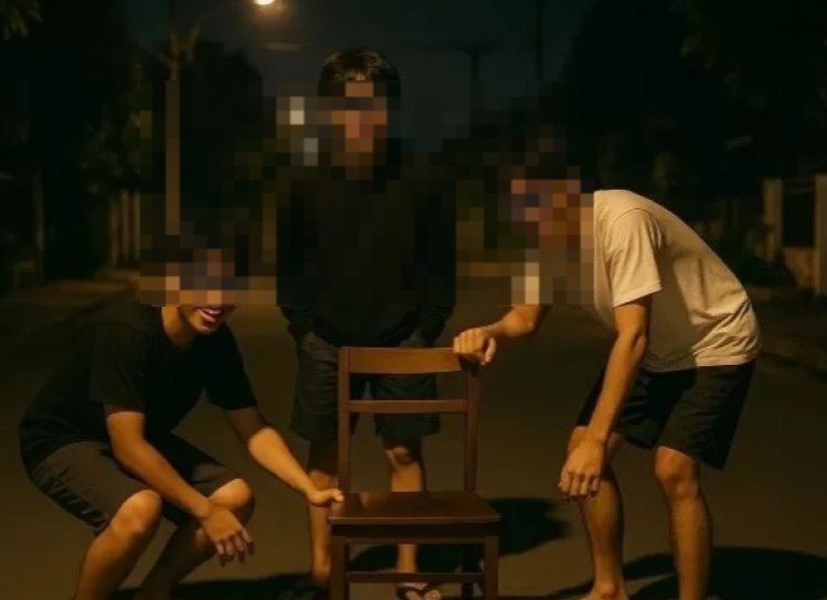 Aksi Usil Tiga Remaja Taruh Kursi di Jalan Saat Tengah Malam, Sebabkan Pemotor Tersungkur
