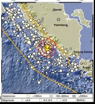 Bengkulu Diguncang Gempa Tektonik 5,4 Skala Richter (SR) Hingga Kabupaten Lahat