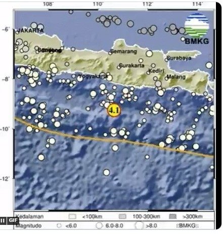 BREAKING NEWS : Gempa M4,1 Guncang Kabupaten Pacitan, Jawa Timur