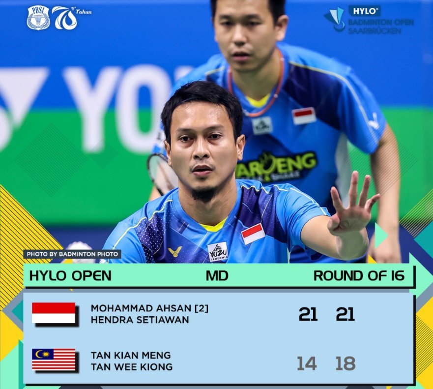 Hasil Hylo Open : Ahsan/Hendra Berhasil Lolos ke Babak 8 besar