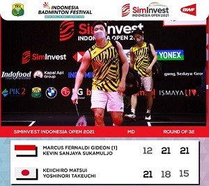 Hasil Indonesia Open 2021 Marcus/Kevin Berhasil Melangkah ke Babak 16 Besar