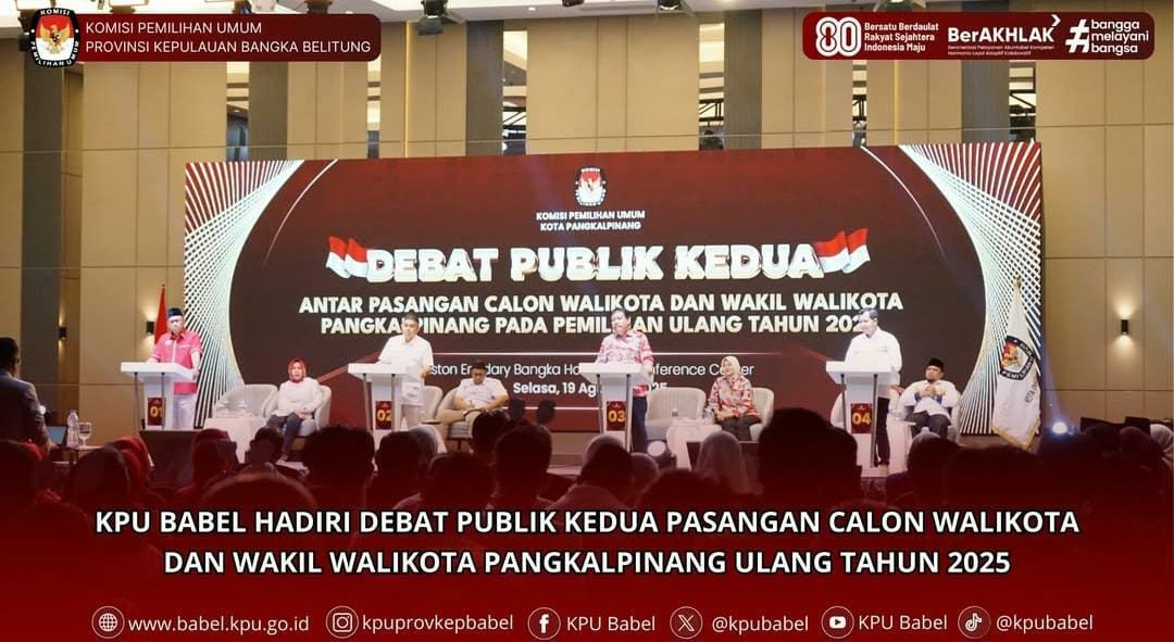 KPU Kota Pangkalpinang mengadakan debat publik keempat paslon Wali Kota-Wakil Wali Kota Pilkada ulang 2025