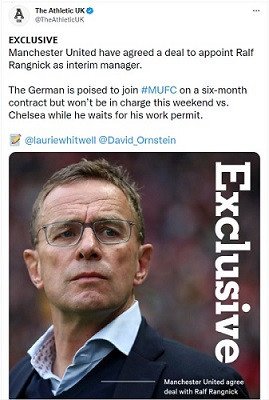 Ralf Rangnick Akan Diperkenalkan Sebagai Manajer Interim Manchester United