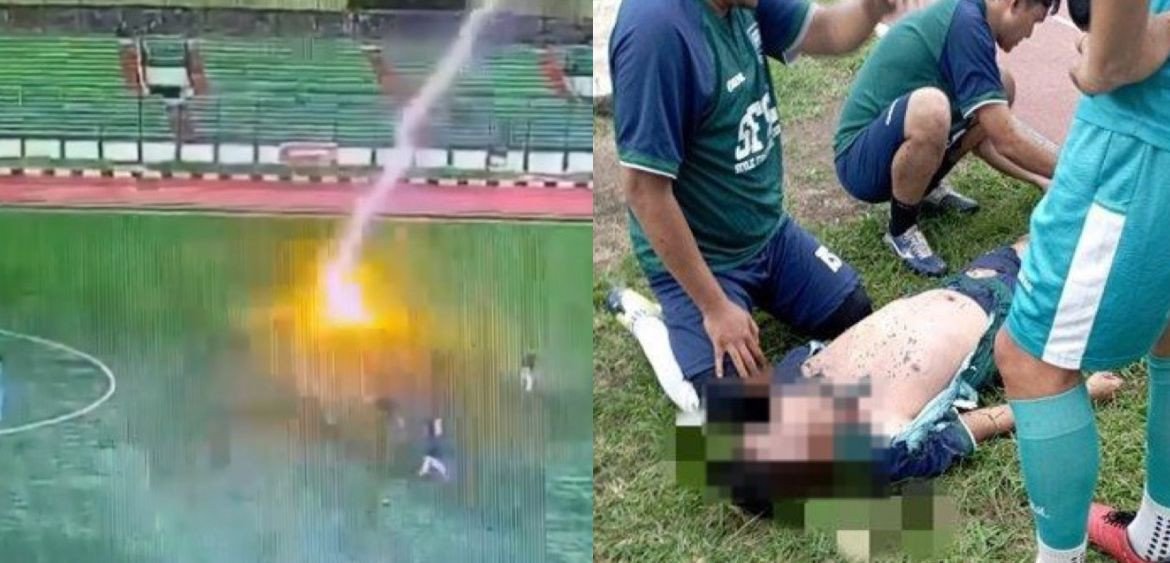 Tragis! Seorang Pria Tersambar Petir Saat Bermain Sepak Bola di Stadion Hingga Tewas