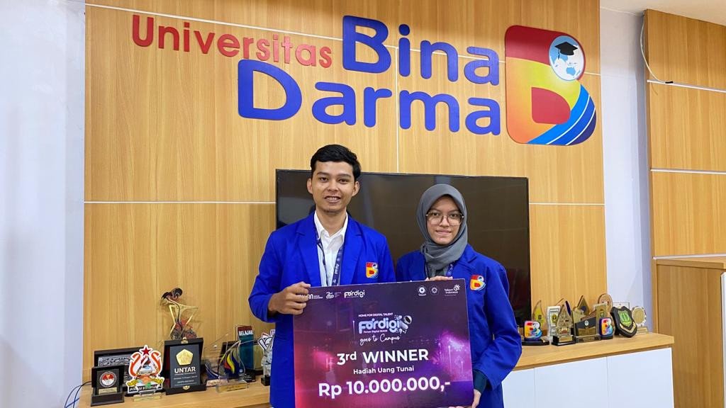 Universitas Bina Darma Raih Juara 3 Lomba Hackthon Fordigi BUMN 2023 Persembahkan Solusi Inovatif Dengan Aplikasi PIONS